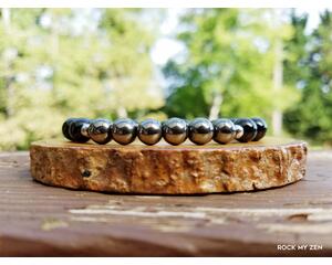 Hematite and Onyx Bracelet for Courage, Strength and Focus/Concentration by Rock My Zen